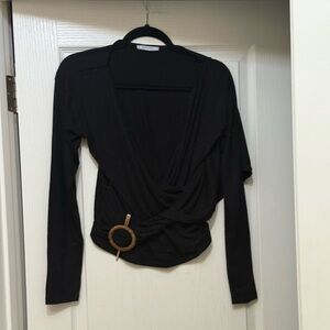 Zara Black Wrap Blouse with Buckle